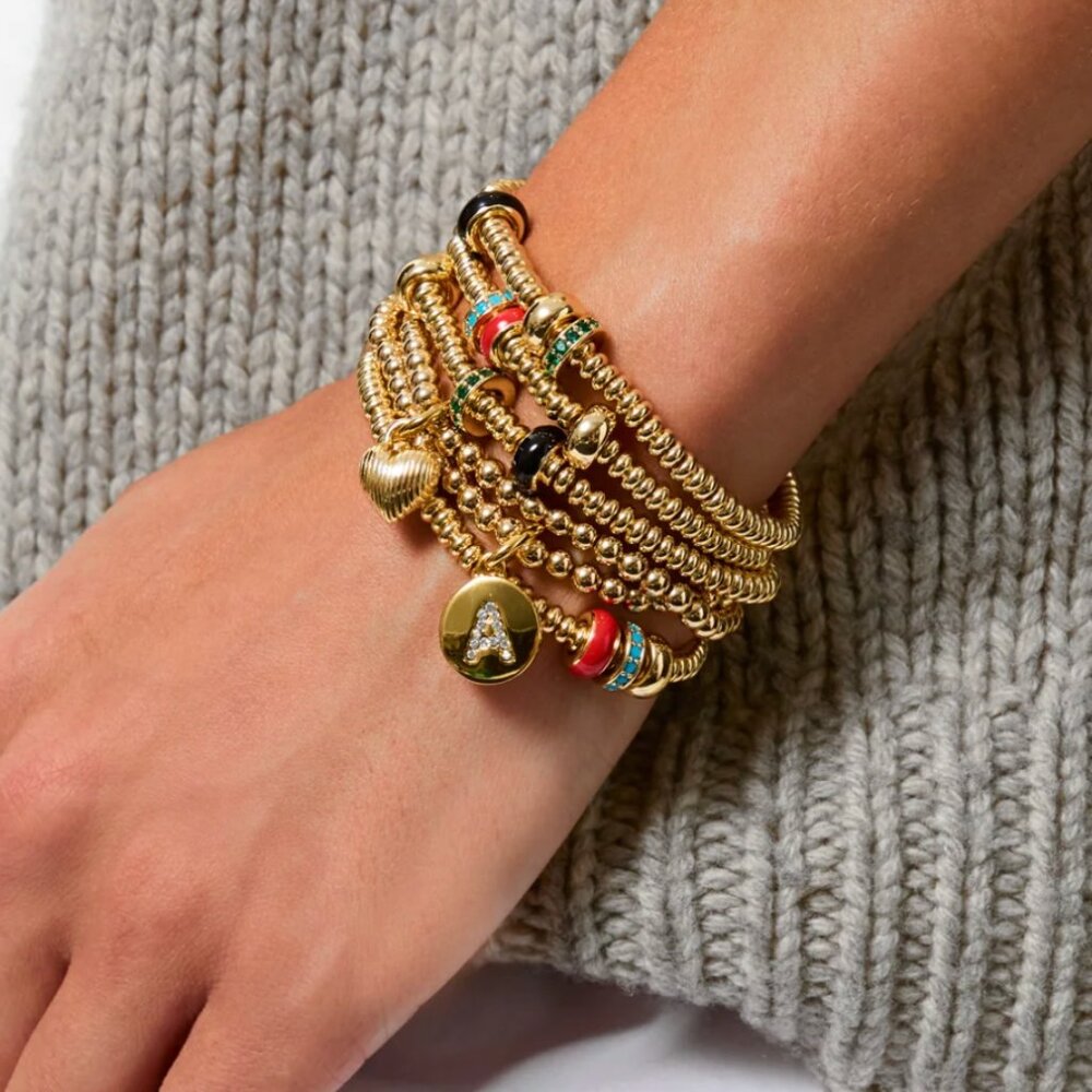 *Set* Roxane Assoulin The Slider Bracelet Duo Black/Orange - Picture 2 of 5